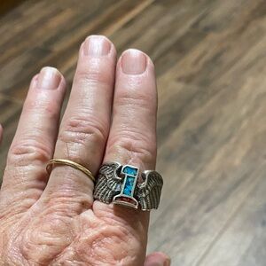 Turquoise and Silver Winged Ring